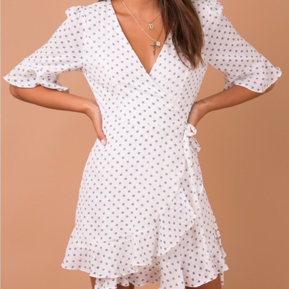 NWOT Princess Polly Maria Mae Wrap Dress in White